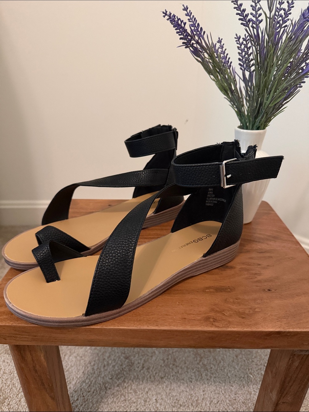 BCBGeneration Black Crisscross Ankle-Strap Sandals - Picture 4 of 7